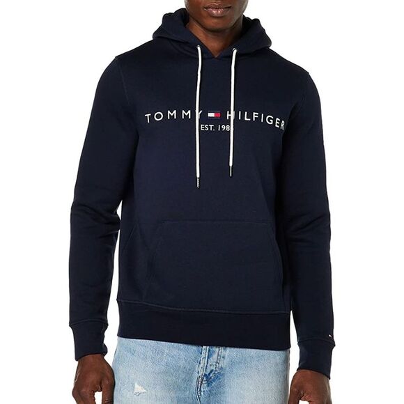 Tommy Hilfiger Men's Hoodie Fleece Lined Logo Sleeve Pullover Hooded Sweatshirt - Picture 1 of 2